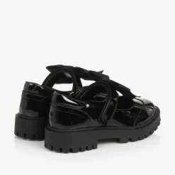 Girls Black Faux Patent Leather Shoes