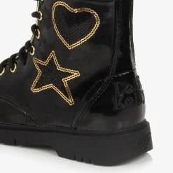 Girls Black Faux Patent Leather Boots