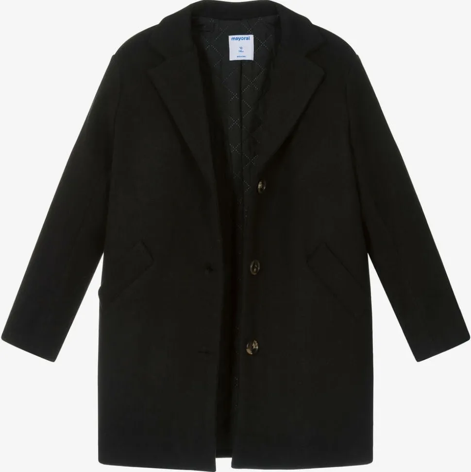 Girls Black Felted Coat