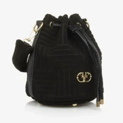 Girls Black Felted Fabric Bag (27cm)