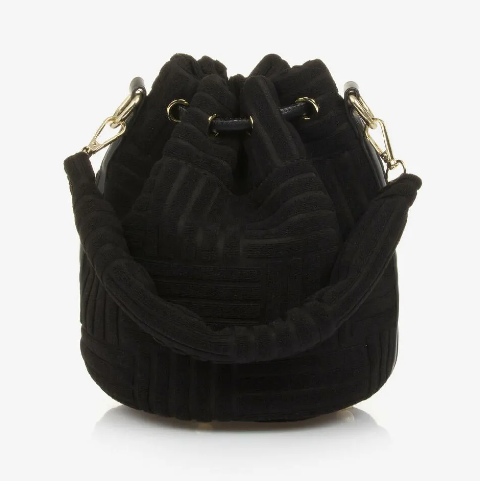 Girls Black Felted Fabric Bag (27cm)