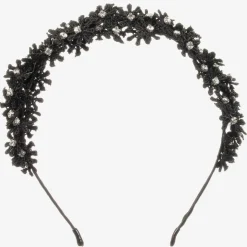 Girls Black Floral Hairband