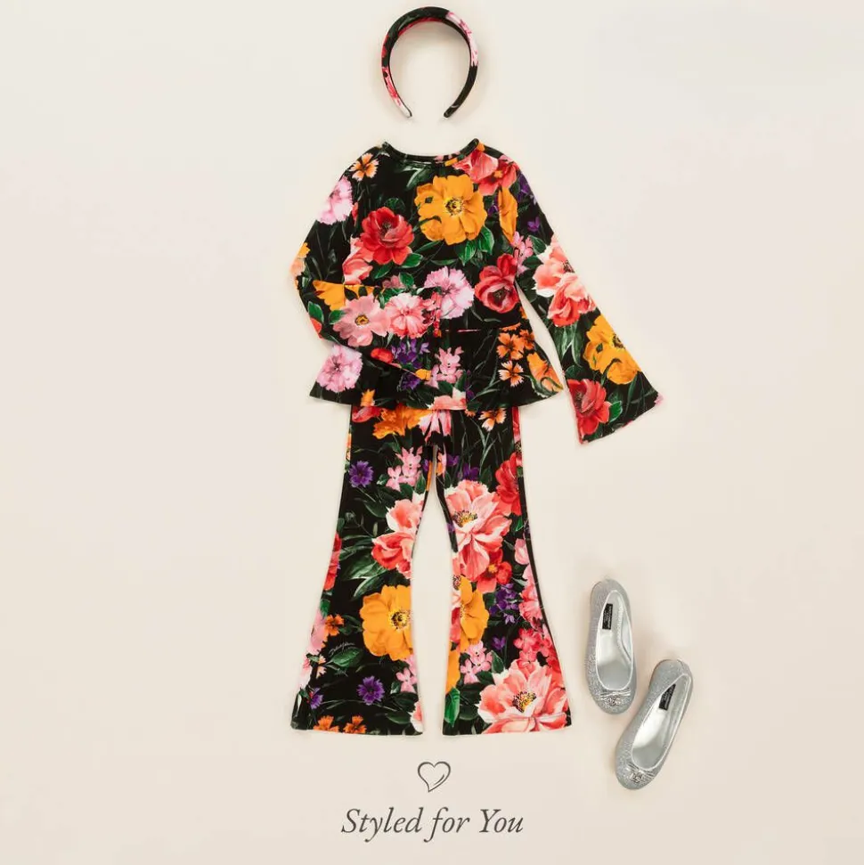 Girls Black Floral Top