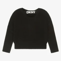 Girls Black Fluffy Knit Jumper