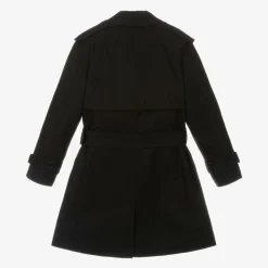 Girls Black Gabardine Trench Coat