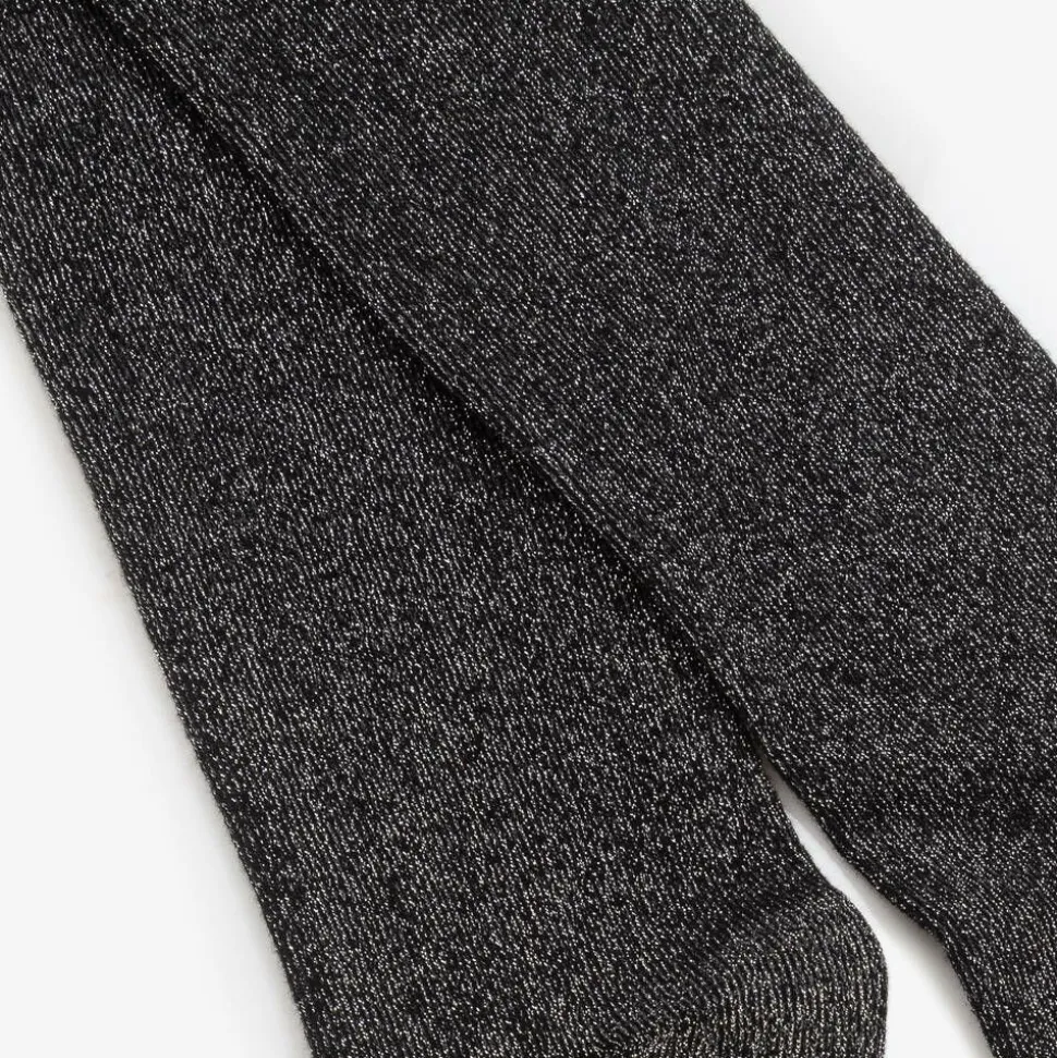 Girls Black Glitter Cotton Tights