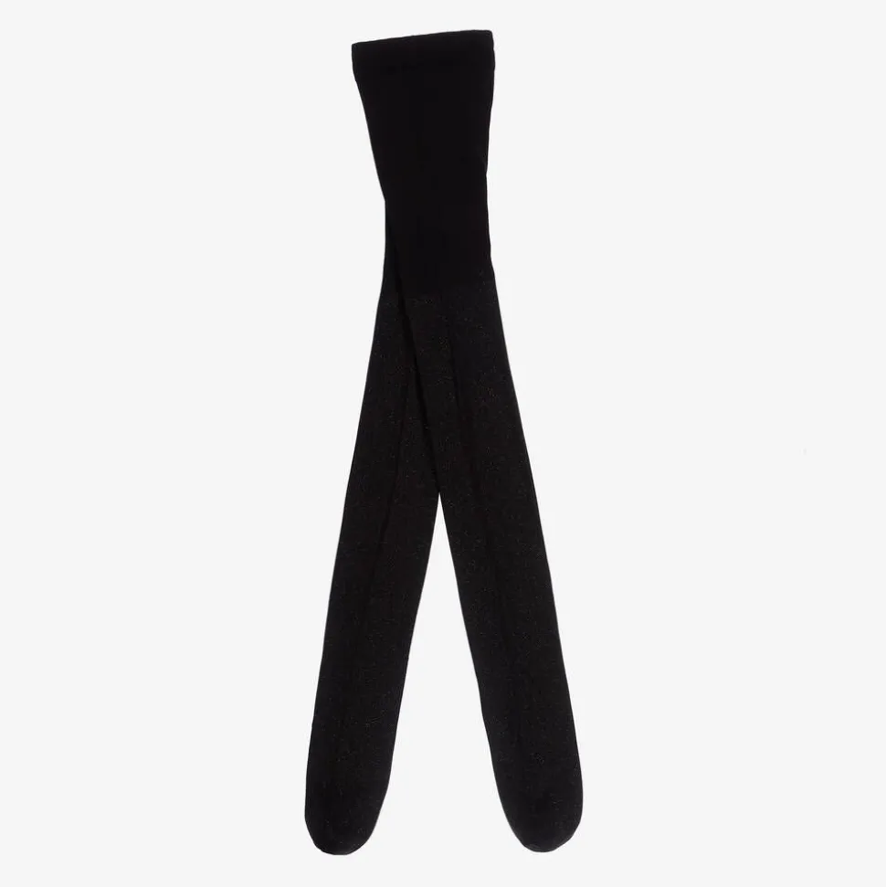 Girls Black Glitter Tights