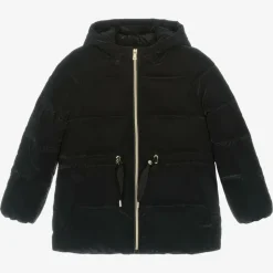 Girls Black Hooded Puffer Coat