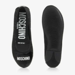 Girls Black Jacquard Ballerina Shoes