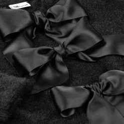 Girls Black Knitted Bow Cardigan