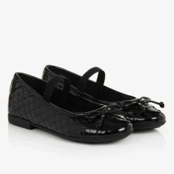 Girls Black Leather Ballet Pumps