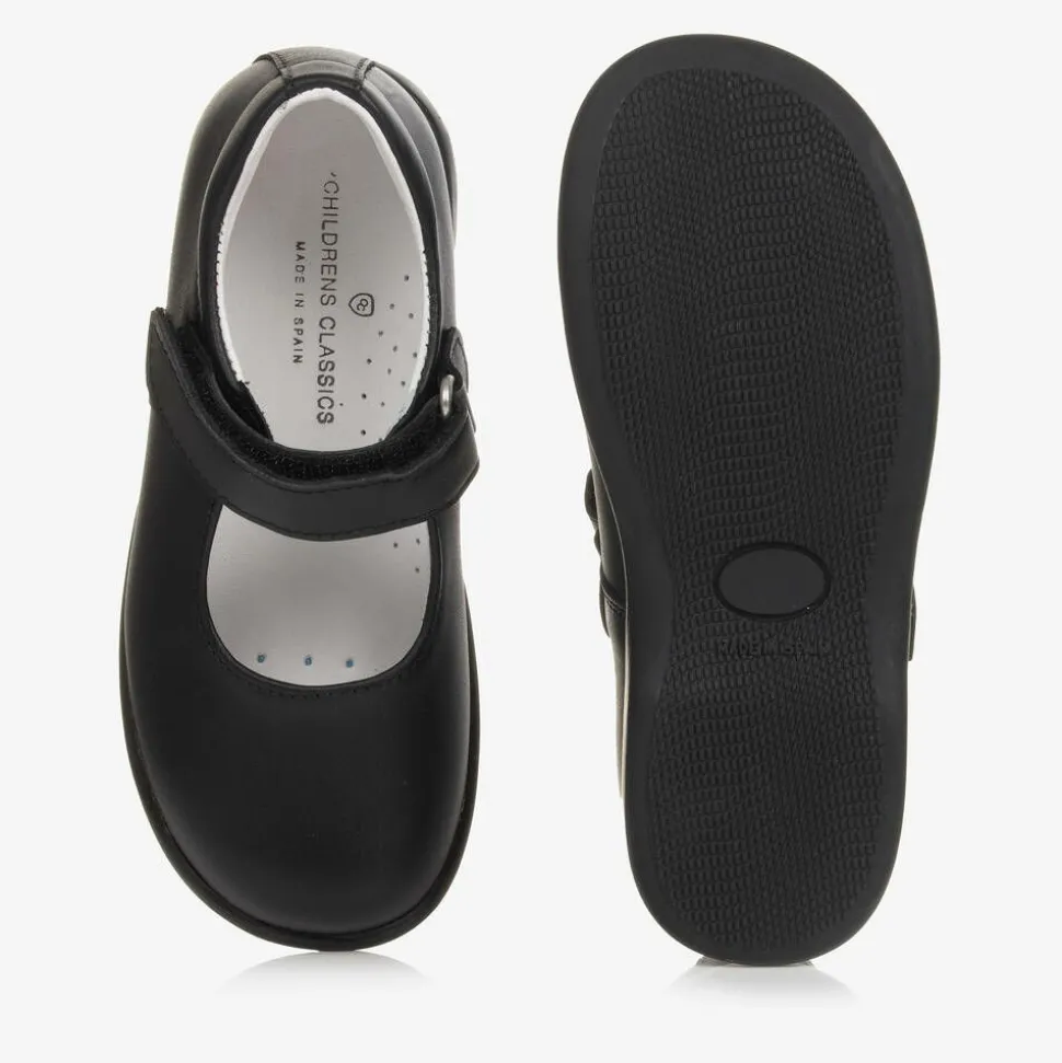 Girls Black Leather Shoes