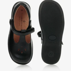 Girls Black Leather T-Bar Shoes