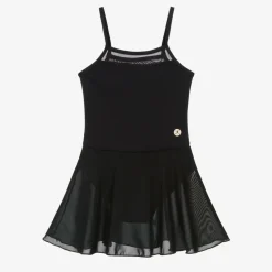 Girls Black Mesh Leotard Dress