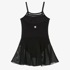 Girls Black Mesh Leotard Dress