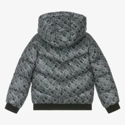 Girls Black Monogram Logo Puffer Jacket