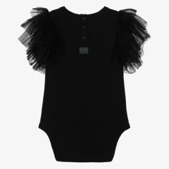 Girls Black Organic Cotton Bodysuit
