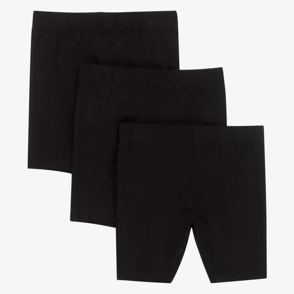 Girls Black Organic Cycling Shorts (3 Pack)