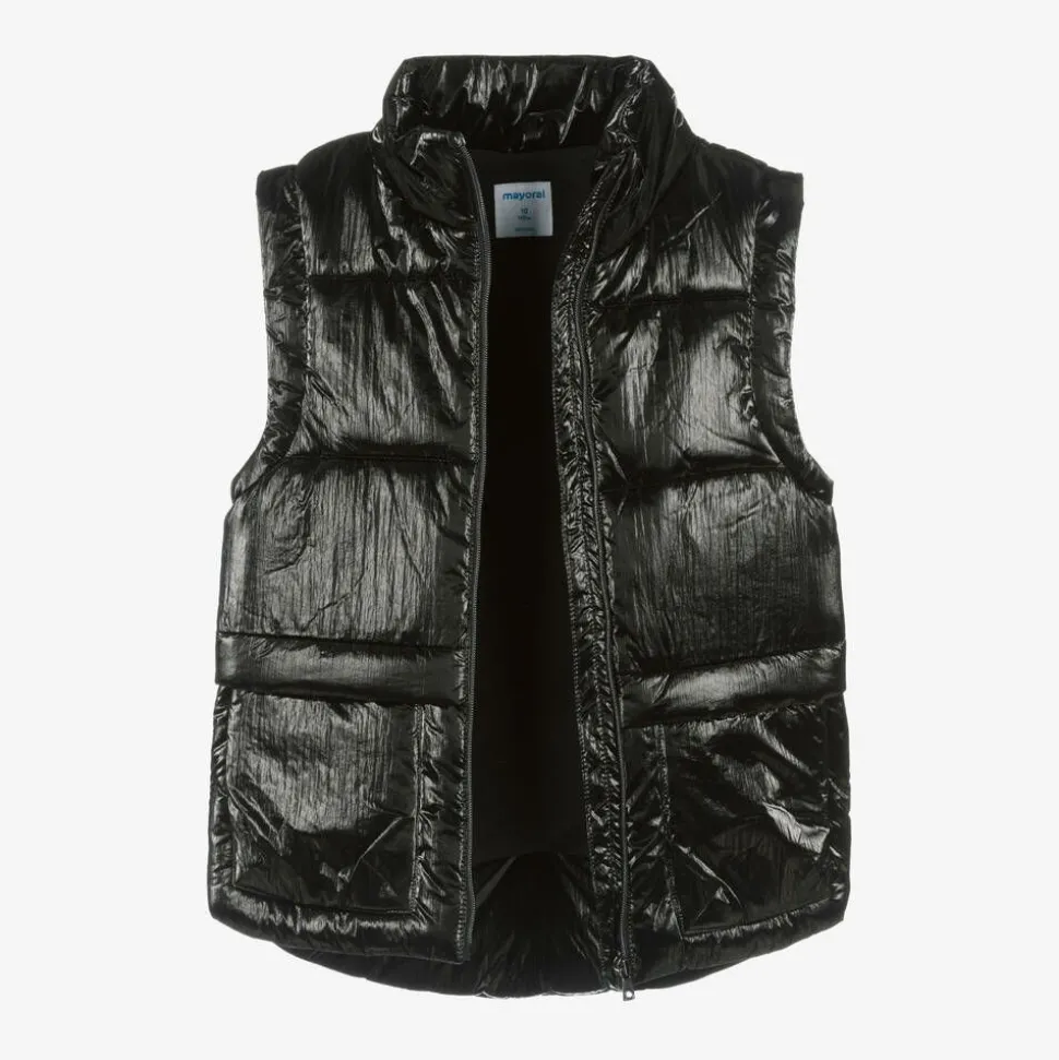 Girls Black Padded Gilet