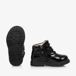 Girls Black Patent Faux Leather Boots