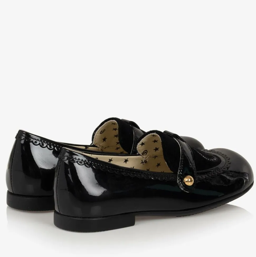 Girls Black Patent Leather Loafers
