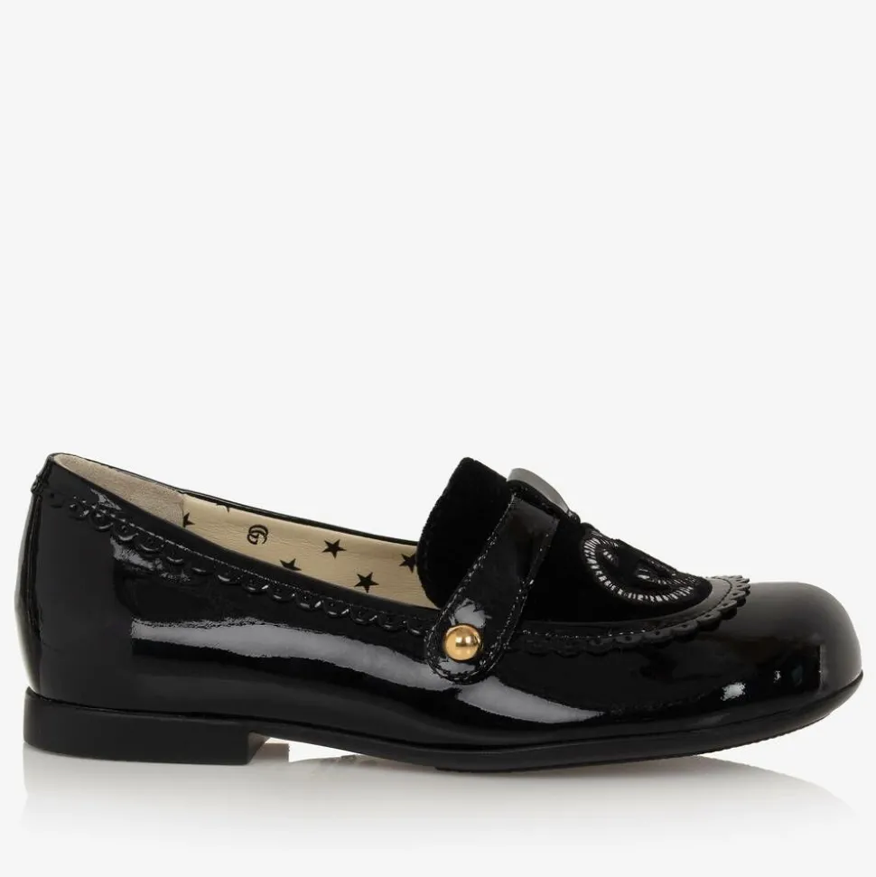 Girls Black Patent Leather Loafers
