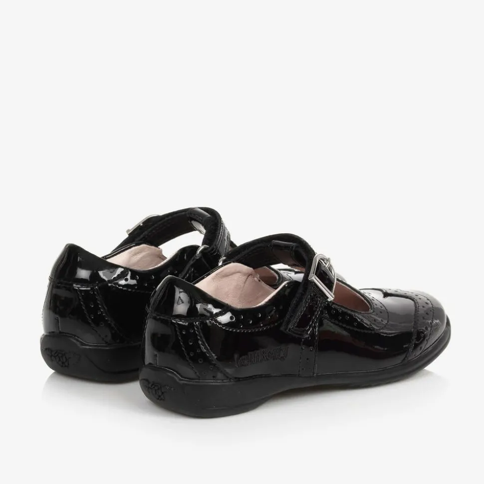 Girls Black Patent Leather Bar Shoes