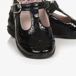 Girls Black Patent Leather Bar Shoes
