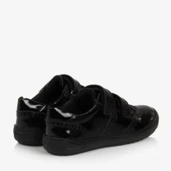 Girls Black Patent Leather Trainers