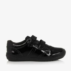 Girls Black Patent Leather Trainers
