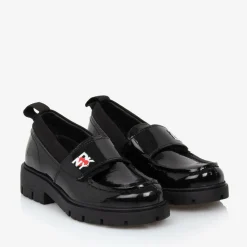 Girls Black Patent Leather Loafers