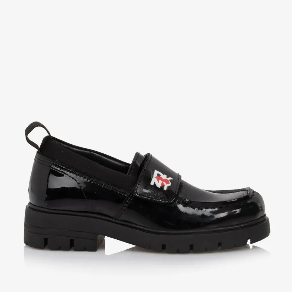 Girls Black Patent Leather Loafers