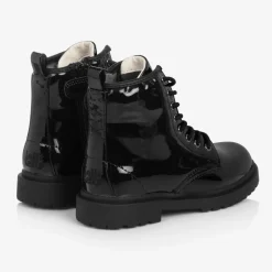 Girls Black Patent Leather Ankle Boots
