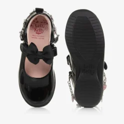 Girls Black Patent Leather Bar Shoes
