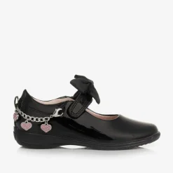 Girls Black Patent Leather Bar Shoes