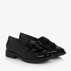 Girls Black Patent Leather Loafers
