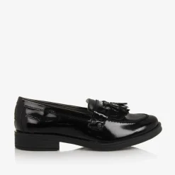 Girls Black Patent Leather Loafers