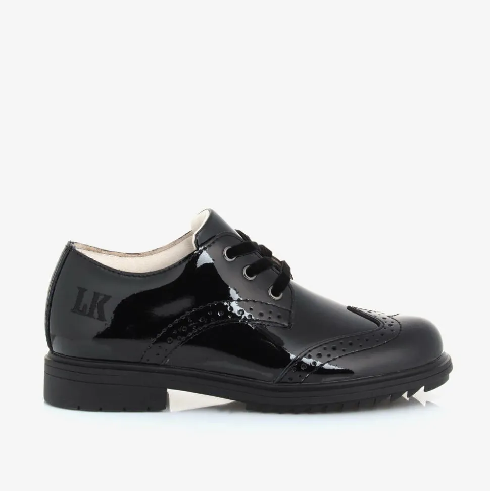 Girls Black Patent Leather Brogue Shoes