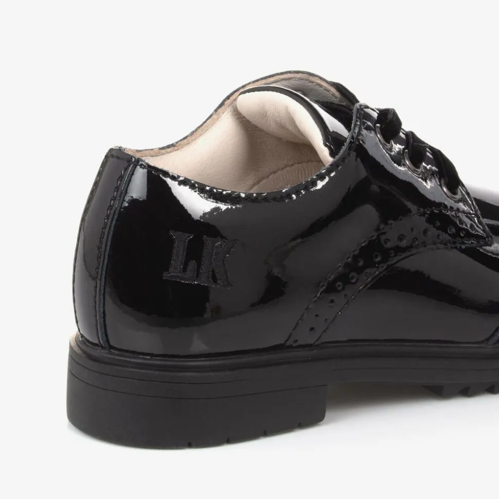 Girls Black Patent Leather Brogue Shoes
