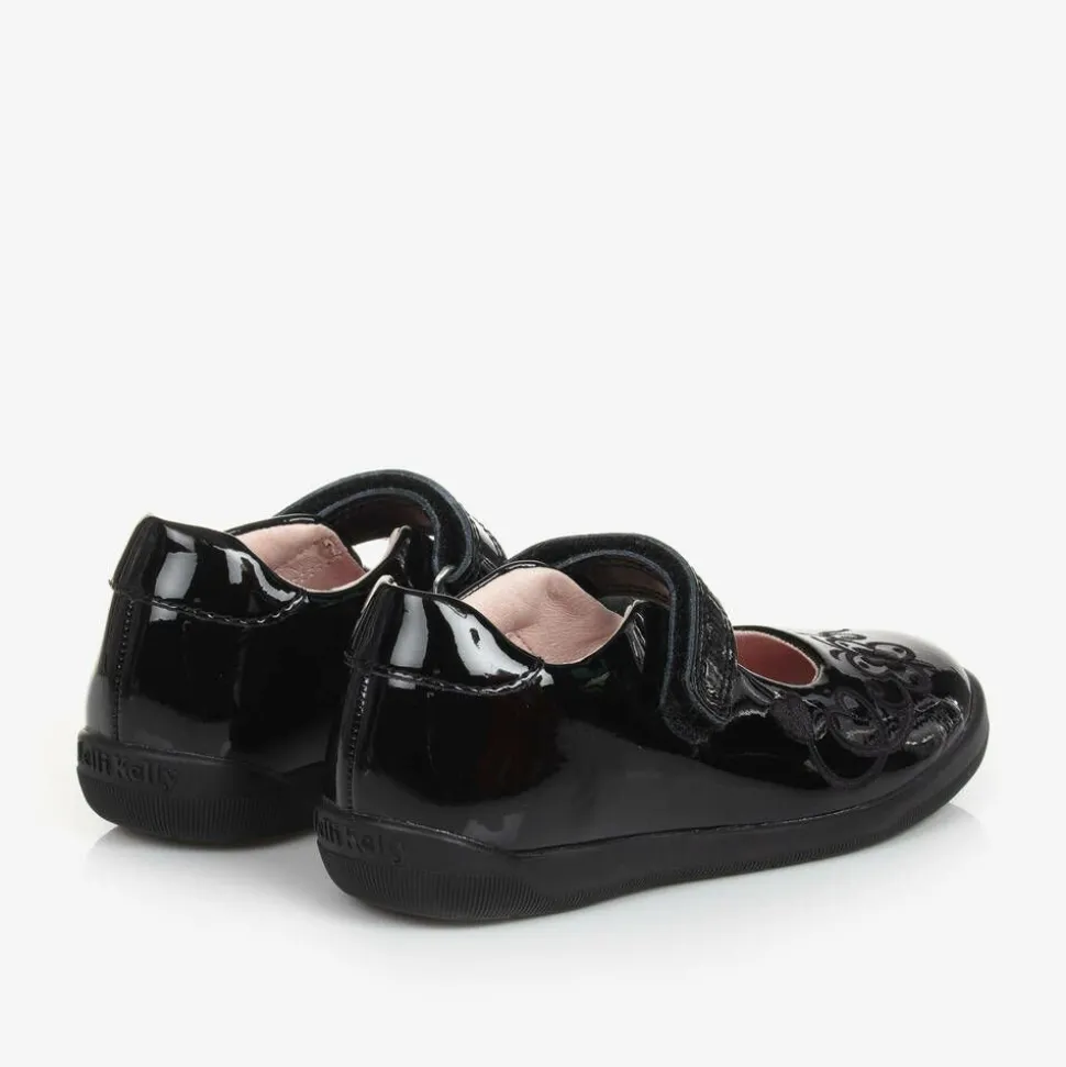 Girls Black Patent Leather Bar Shoes