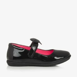 Girls Black Patent Leather Bar Shoes