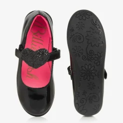 Girls Black Patent Leather Bar Shoes