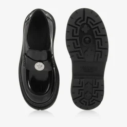 Girls Black Patent Leather Medusa Loafers