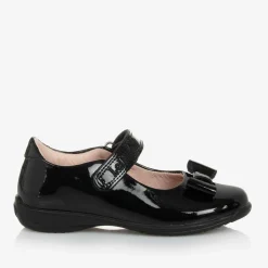 Girls Black Patent Leather Bar Shoes