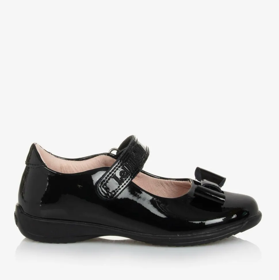 Girls Black Patent Leather Bar Shoes
