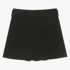 Girls Black Pleated Crêpe Skirt