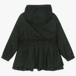 Girls Black Ruffle Wete Coat