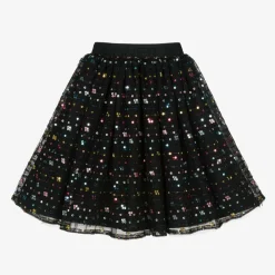 Girls Black Sequinned Tulle Skirt