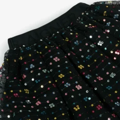 Girls Black Sequinned Tulle Skirt