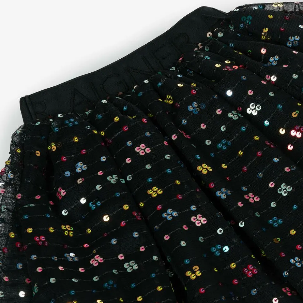 Girls Black Sequinned Tulle Skirt